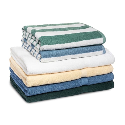 Fairview Pool & Beach Towel, Cotton Woven Dobby Border, 34x70, 18.0 lbs/dz, Porcelain Blue